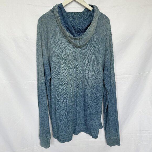 Lucky Brand True Indigo Ombre Blue Long Sleeve Hoodie Shirt - Picture 2 of 4